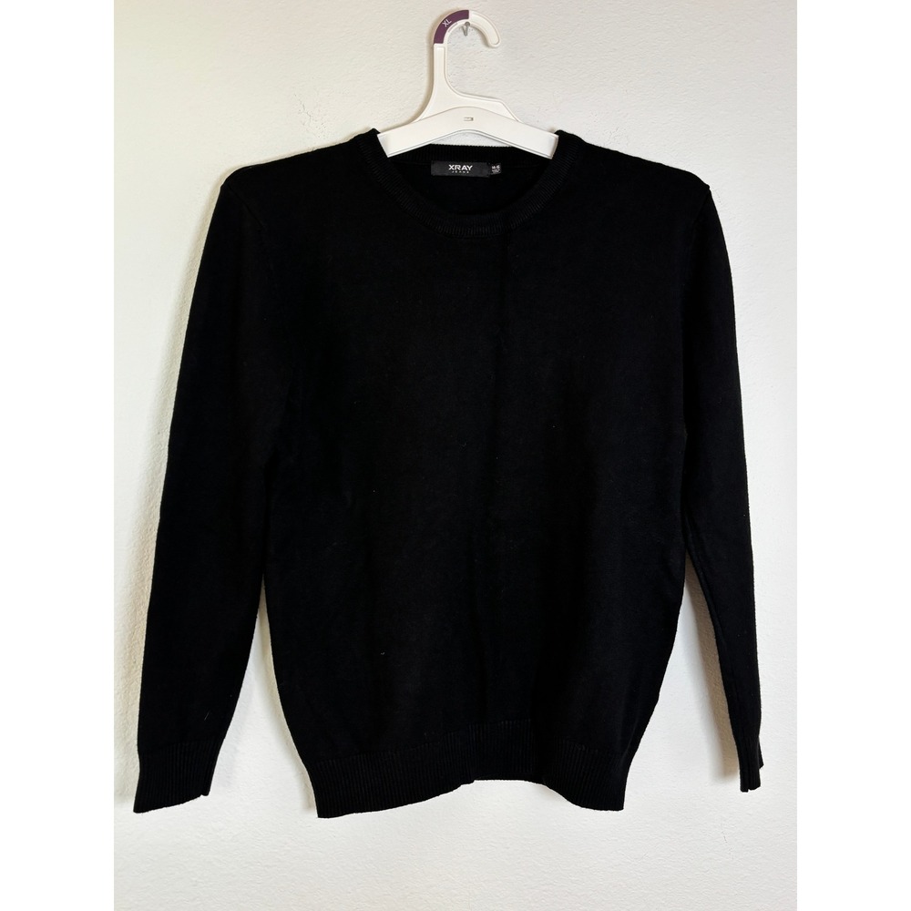 XRAY Jeans Boys Crewneck Sweater Black Long Sleeve Knit Top Size 14-16
